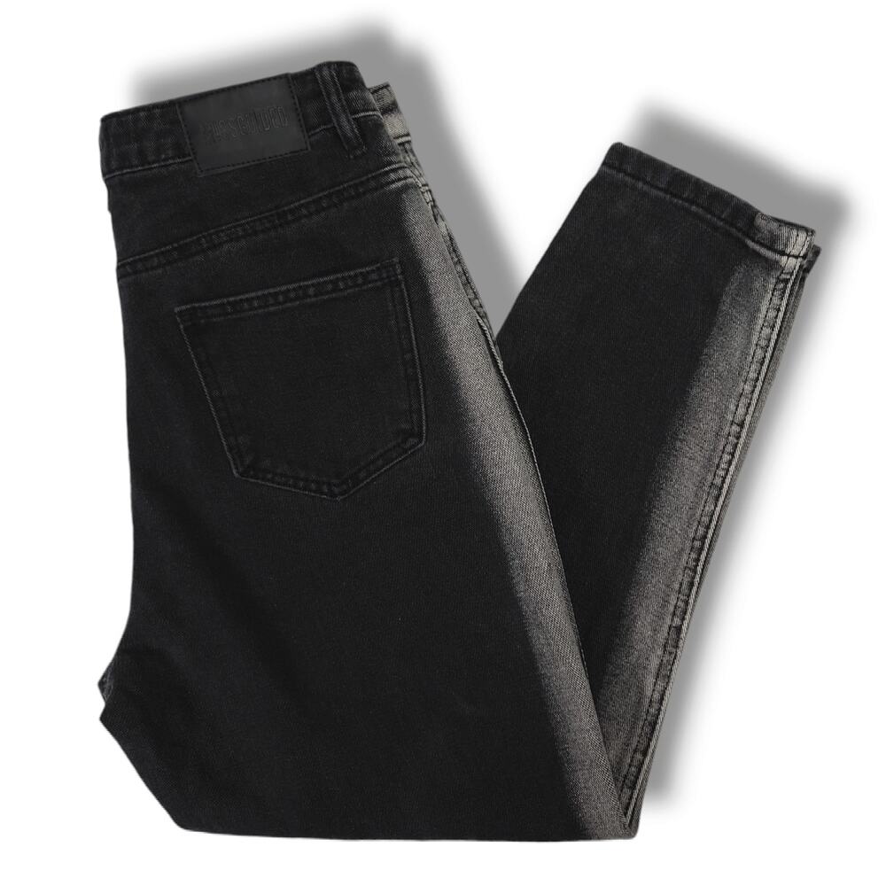 EUC Missguided Two-Tone Mom Jeans Stretch Crop Denim Jeans Sz. 6x25 Black Gray